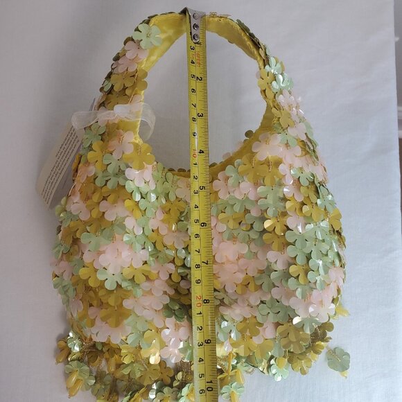 Handcrafted Viral TikTok Beaded Bag Made in India Yellow Flowers Petals Purse - Picture 7 of 14